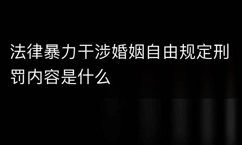 法律暴力干涉婚姻自由规定刑罚内容是什么