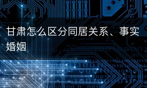 甘肃怎么区分同居关系、事实婚姻