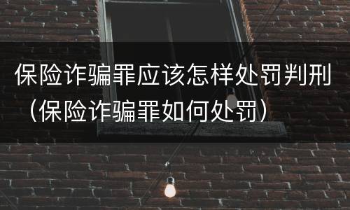 保险诈骗罪应该怎样处罚判刑（保险诈骗罪如何处罚）