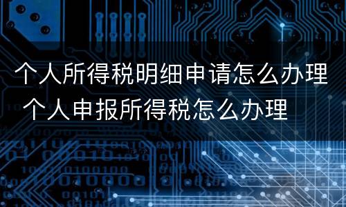 个人所得税明细申请怎么办理 个人申报所得税怎么办理