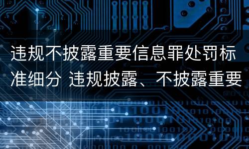 违规不披露重要信息罪处罚标准细分 违规披露、不披露重要信息罪追诉标准