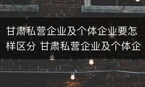 甘肃私营企业及个体企业要怎样区分 甘肃私营企业及个体企业要怎样区分呢