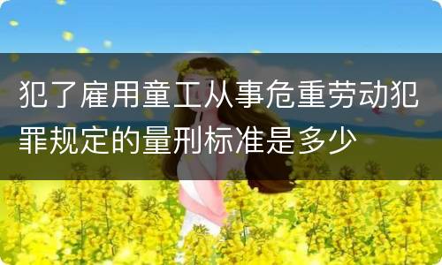 犯了雇用童工从事危重劳动犯罪规定的量刑标准是多少