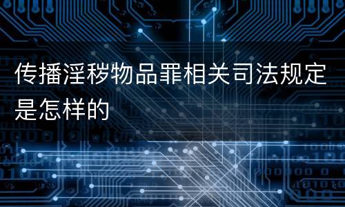 传播淫秽物品罪相关司法规定是怎样的