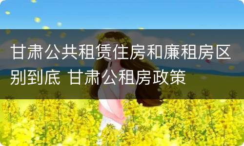 甘肃公共租赁住房和廉租房区别到底 甘肃公租房政策