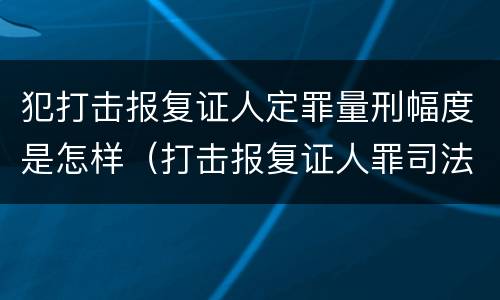 犯打击报复证人定罪量刑幅度是怎样（打击报复证人罪司法解释）