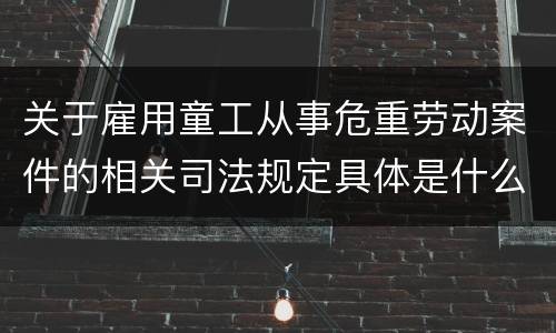 关于雇用童工从事危重劳动案件的相关司法规定具体是什么重要内容