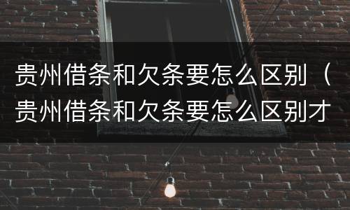 贵州借条和欠条要怎么区别（贵州借条和欠条要怎么区别才正确）