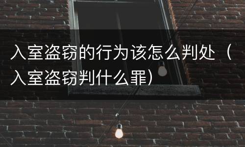 入室盗窃的行为该怎么判处（入室盗窃判什么罪）