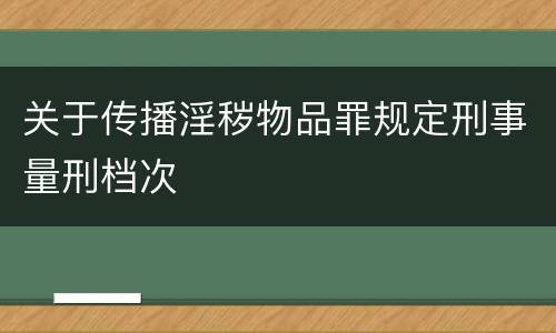关于传播淫秽物品罪规定刑事量刑档次