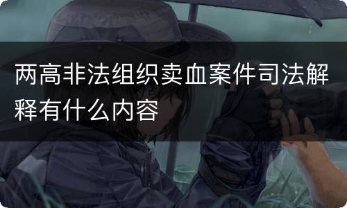 两高非法组织卖血案件司法解释有什么内容