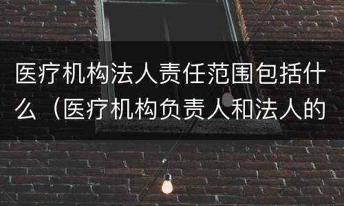医疗机构法人责任范围包括什么（医疗机构负责人和法人的责任承担）