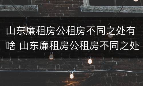 山东廉租房公租房不同之处有啥 山东廉租房公租房不同之处有啥差别