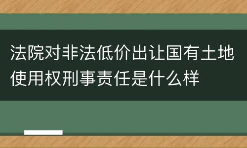 法院对非法低价出让国有土地使用权刑事责任是什么样