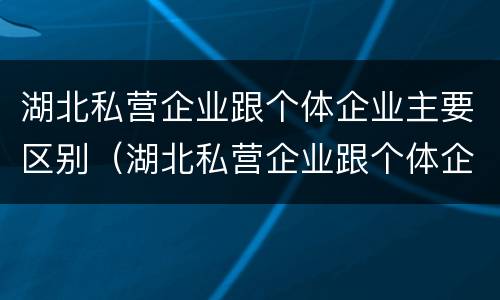 湖北私营企业跟个体企业主要区别（湖北私营企业跟个体企业主要区别是什么）