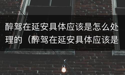 醉驾在延安具体应该是怎么处理的（醉驾在延安具体应该是怎么处理的呢）
