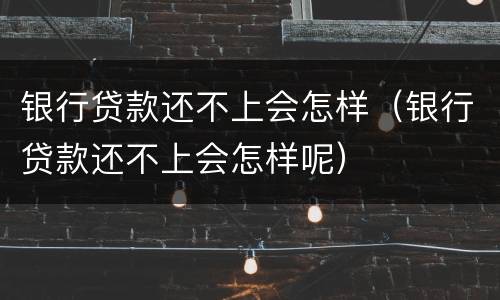 银行贷款还不上会怎样（银行贷款还不上会怎样呢）