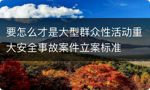 要怎么才是大型群众性活动重大安全事故案件立案标准