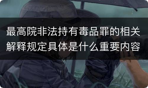 最高院非法持有毒品罪的相关解释规定具体是什么重要内容