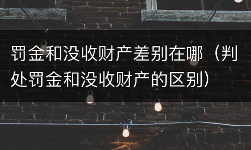 罚金和没收财产差别在哪（判处罚金和没收财产的区别）
