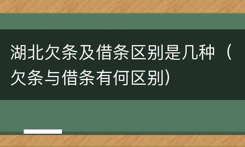 湖北欠条及借条区别是几种（欠条与借条有何区别）