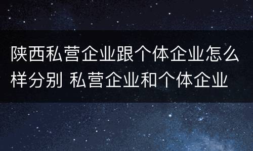 陕西私营企业跟个体企业怎么样分别 私营企业和个体企业