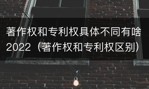 著作权和专利权具体不同有啥2022（著作权和专利权区别）