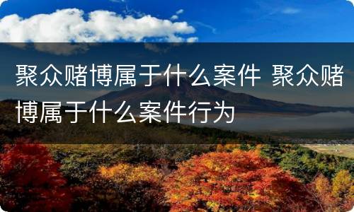 聚众赌博属于什么案件 聚众赌博属于什么案件行为