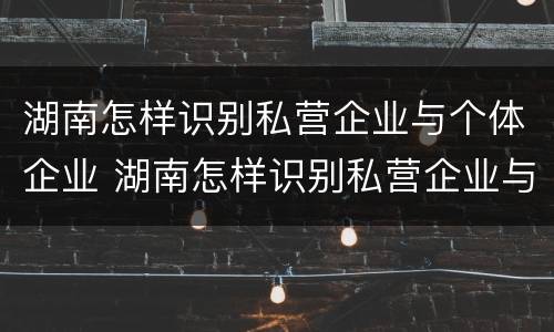 湖南怎样识别私营企业与个体企业 湖南怎样识别私营企业与个体企业的区别
