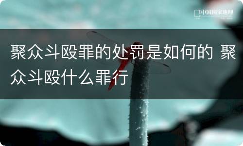 聚众斗殴罪的处罚是如何的 聚众斗殴什么罪行