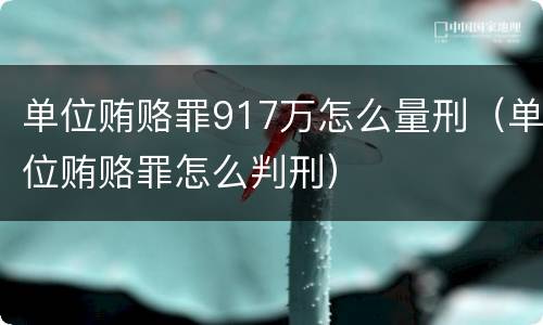 单位贿赂罪917万怎么量刑（单位贿赂罪怎么判刑）