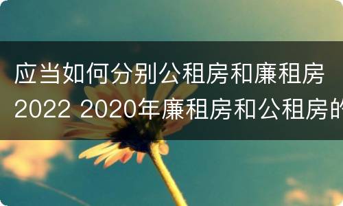 应当如何分别公租房和廉租房2022 2020年廉租房和公租房的区别
