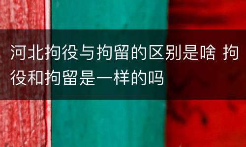 河北拘役与拘留的区别是啥 拘役和拘留是一样的吗