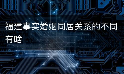 福建事实婚姻同居关系的不同有啥