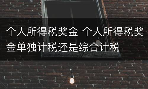 个人所得税奖金 个人所得税奖金单独计税还是综合计税