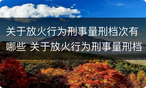 关于放火行为刑事量刑档次有哪些 关于放火行为刑事量刑档次有哪些标准