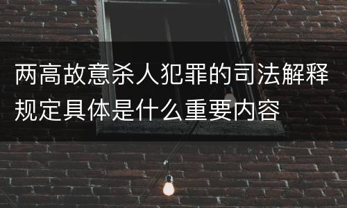 两高故意杀人犯罪的司法解释规定具体是什么重要内容