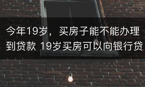 今年19岁，买房子能不能办理到贷款 19岁买房可以向银行贷款吗
