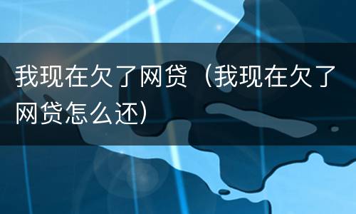 我现在欠了网贷（我现在欠了网贷怎么还）
