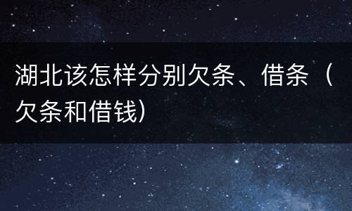 湖北该怎样分别欠条、借条（欠条和借钱）
