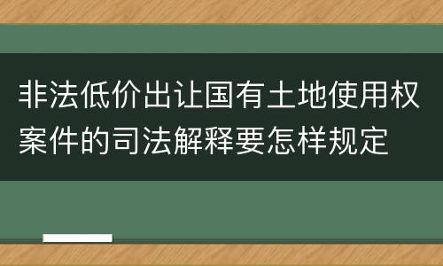 非法低价出让国有土地使用权案件的司法解释要怎样规定