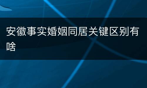 安徽事实婚姻同居关键区别有啥