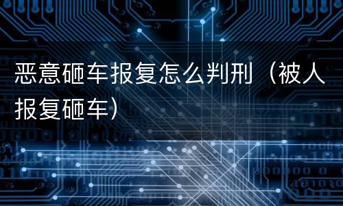 恶意砸车报复怎么判刑（被人报复砸车）