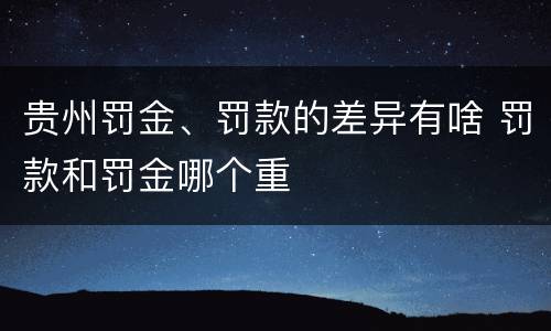 贵州罚金、罚款的差异有啥 罚款和罚金哪个重