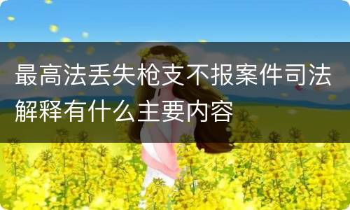 最高法丢失枪支不报案件司法解释有什么主要内容