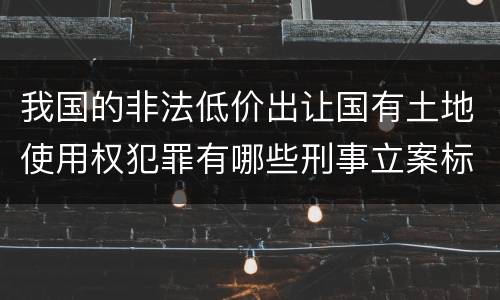 我国的非法低价出让国有土地使用权犯罪有哪些刑事立案标准
