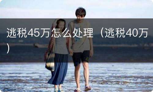 逃税45万怎么处理（逃税40万）