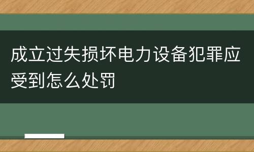 成立过失损坏电力设备犯罪应受到怎么处罚
