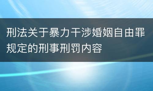 刑法关于暴力干涉婚姻自由罪规定的刑事刑罚内容