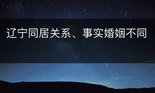 辽宁同居关系、事实婚姻不同